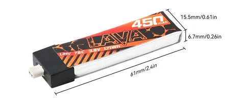 BetaFPV LAVA batterie LiHV 1S 450mAh 75C BT2.0 x4