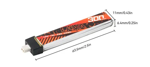 BetaFPV LAVA 1S batterie LiHV 300 mAh 75C BT2.0 5 pièces