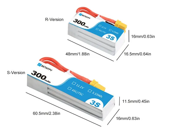 BetaFPV 300mAh 3S 45C batterie LiPo XT30