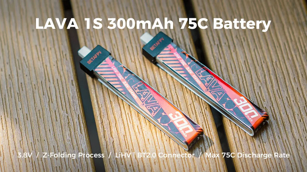 BetaFPV LAVA 1S batterie LiHV 300 mAh 75C BT2.0 5 pièces
