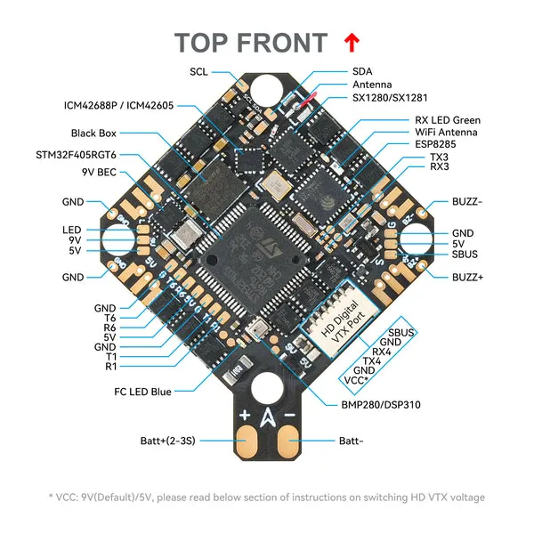 BetaFPV F4 2-3S 20A AIO carte contrôleur DJI O3