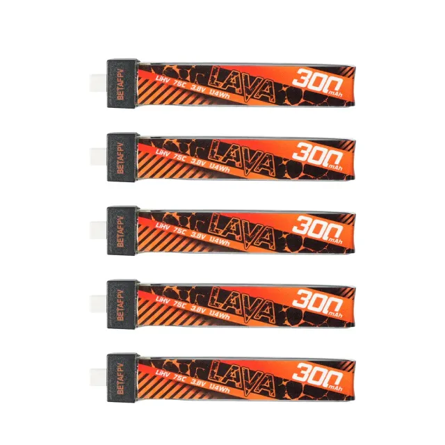 BetaFPV LAVA 1S batterie LiHV 300 mAh 75C BT2.0 5 pièces