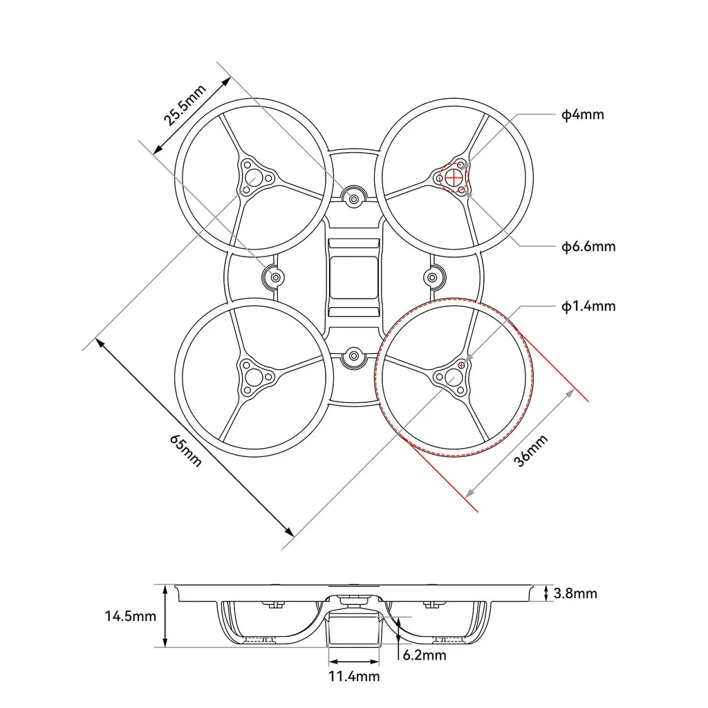 BetaFPV Air65 Champion châssis whoop 65mm 2,2g